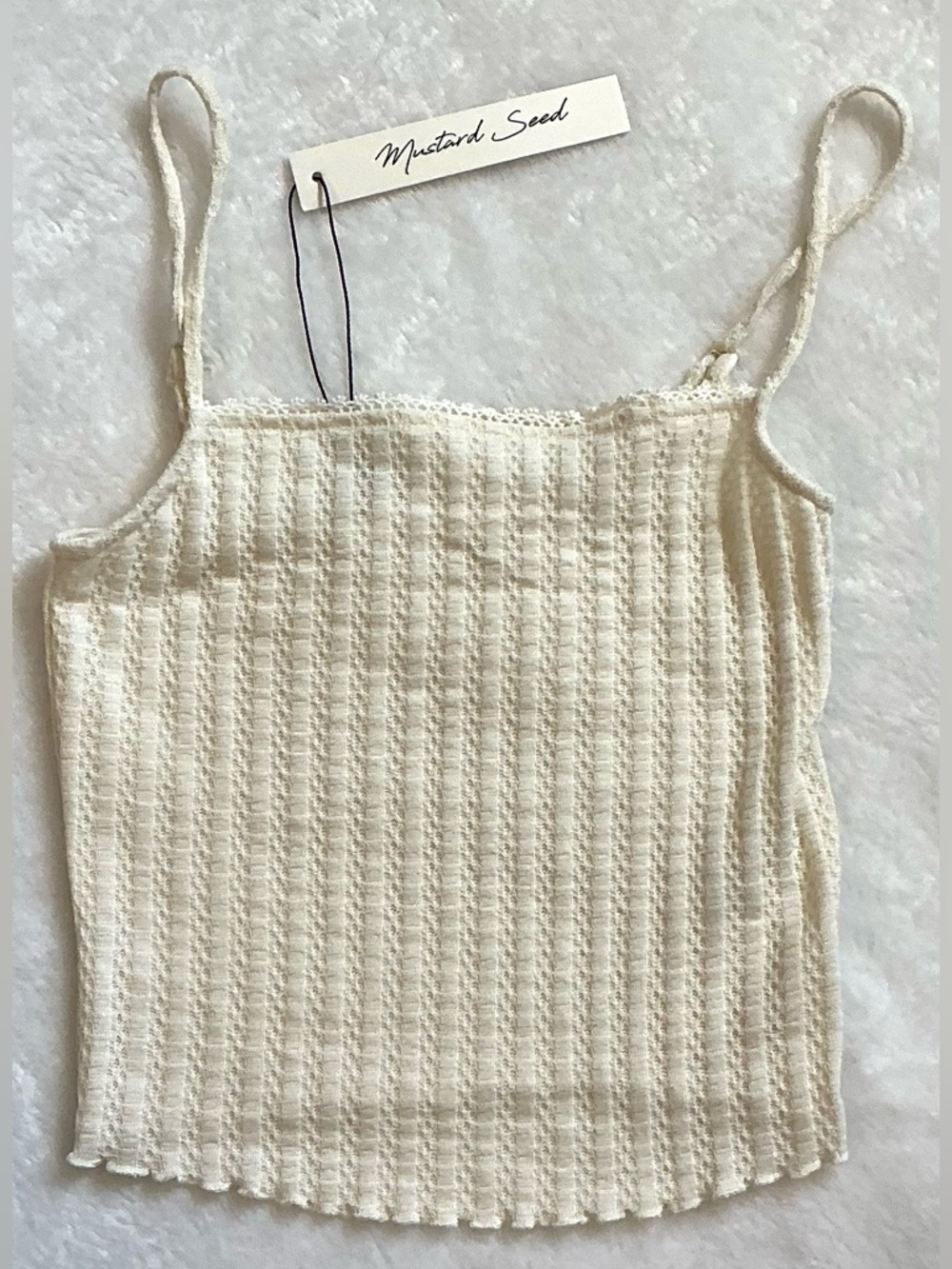 NWT! Mustard Seed Cream Knit Spaghetti Strap Tank size small